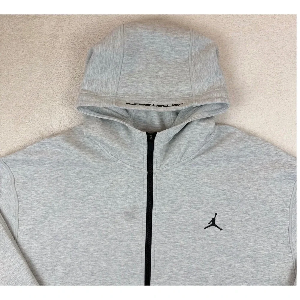 Jordan Sport Hoop Fleece Dri-Fit‎ Full-Zip Hoodie FV8602-050 Grey Sz Large